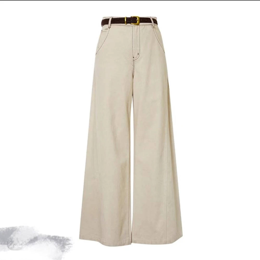 牛仔裤-713203显瘦高腰慵懒风垂感休闲阔腿裤