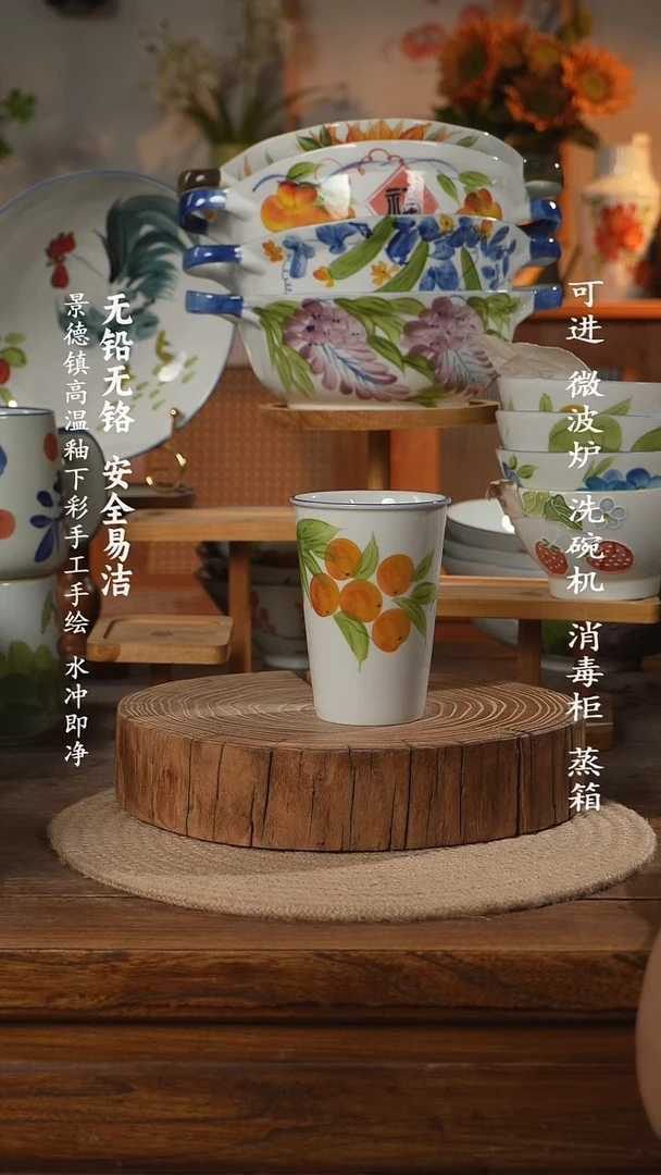 瓷景德镇高温瓷釉下彩手绘陶瓷