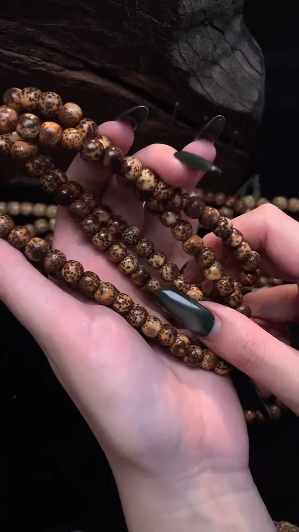 手串星月菩提精工级中花皮桶珠长串（B）8*7