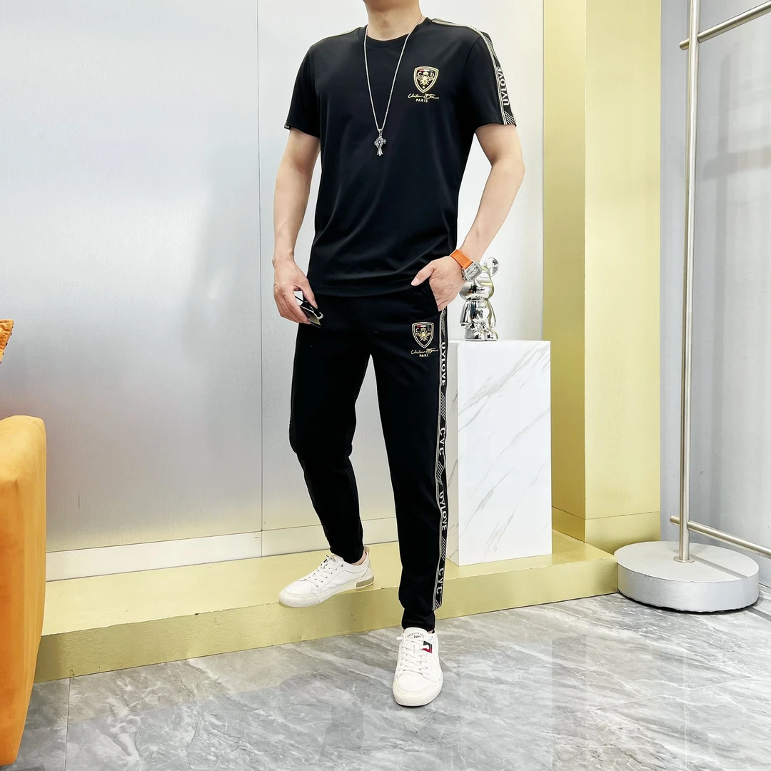 夏季清凉显瘦帅气时尚男装男士休闲套装短袖长裤一套两件套潮流