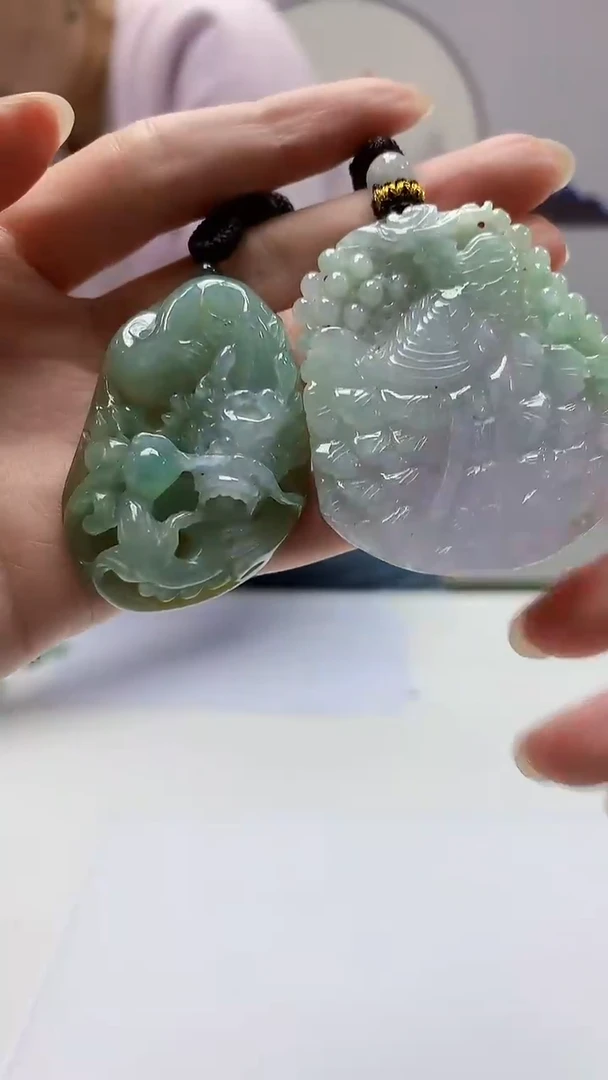 【闪购商品】定制翡翠未镶嵌4902zm-毛货一对挂件112