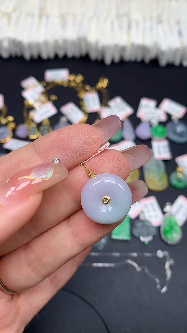 翡翠18K金镶嵌吊坠(不含链)MS194452