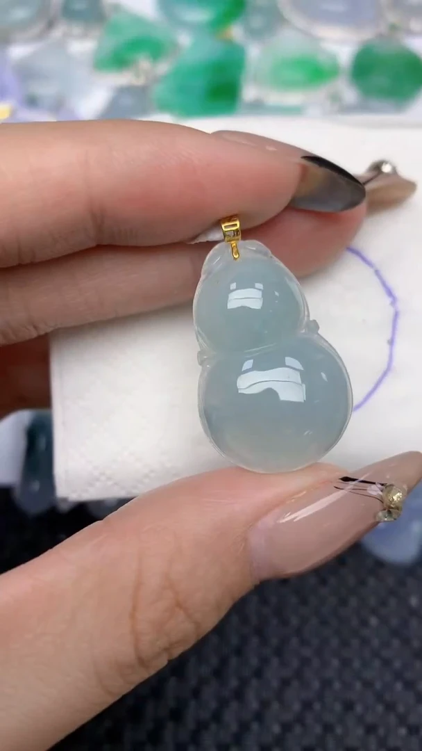 颈饰18K金镶嵌翡翠天然缅甸翡翠a货百元以上9元证书费自理