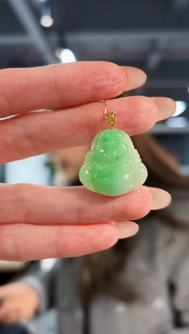 【闪购商品】翡翠颈饰18K金镶嵌缅料A货/支持复检/一件