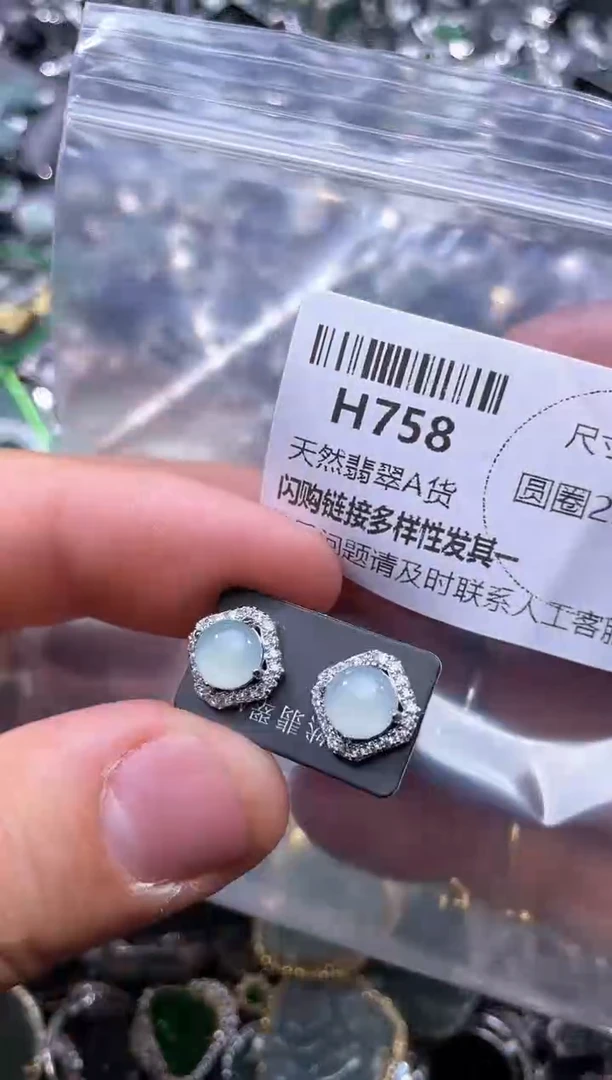 【闪购商品】翡翠颈饰未镶嵌H758耳钉