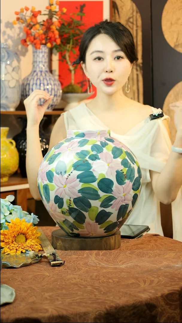 瓶景德镇莫奈花园系列花器 月亮罐