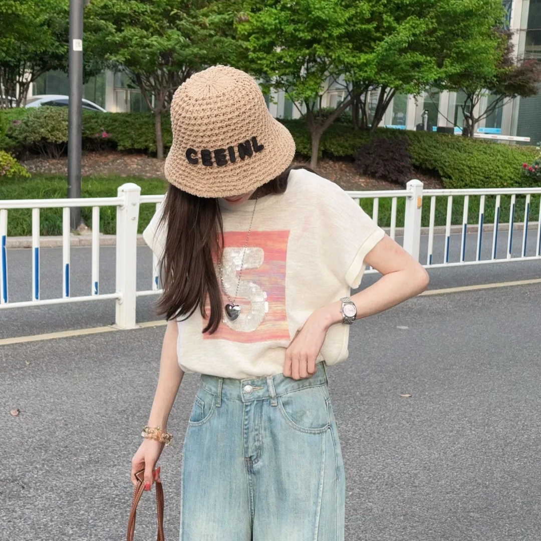 【数字五】马克华菲女装夏季气质设计感短袖上衣F52004A631