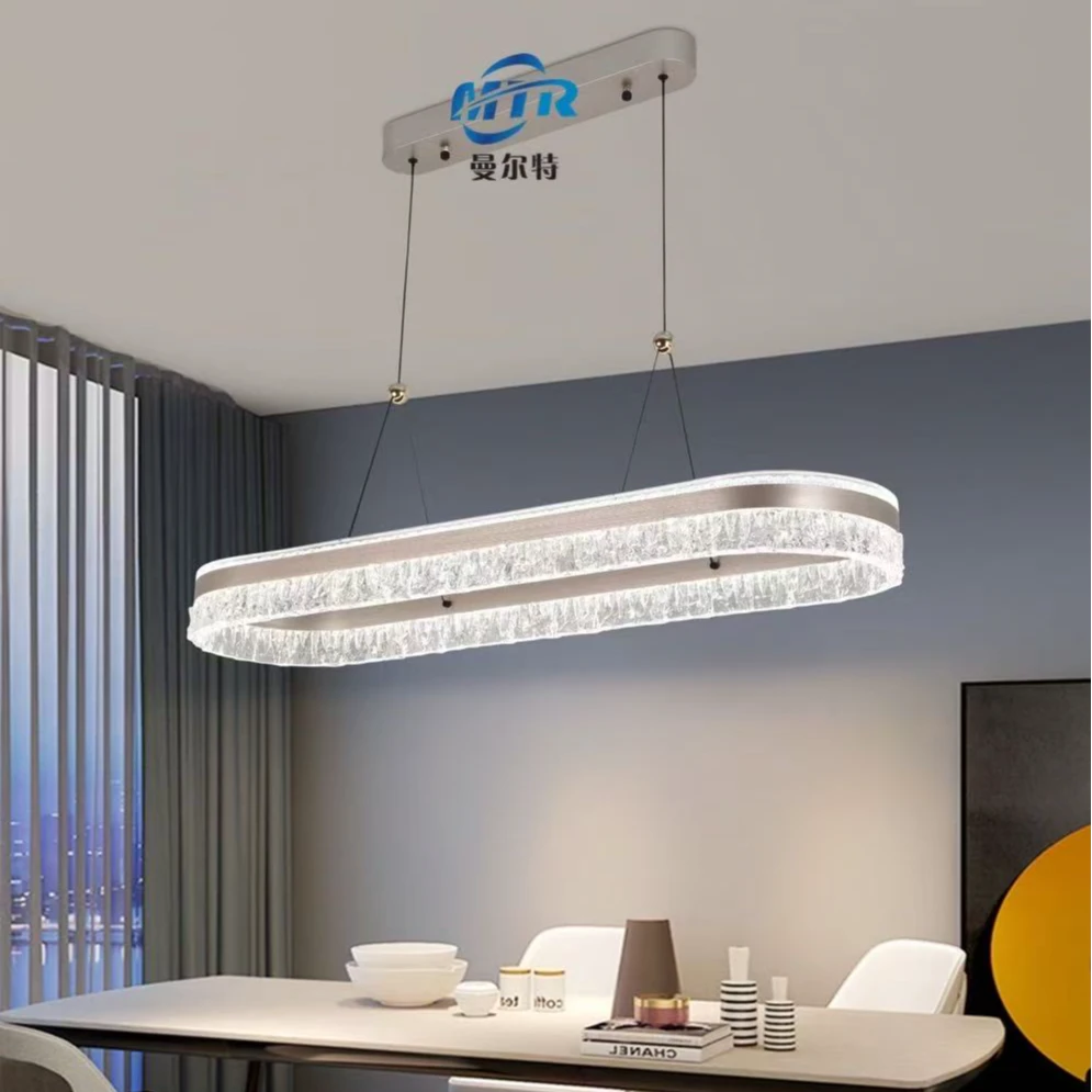 轻奢创意简约客厅家用大气水晶长条灯极简餐厅吧台灯北欧个性吊灯