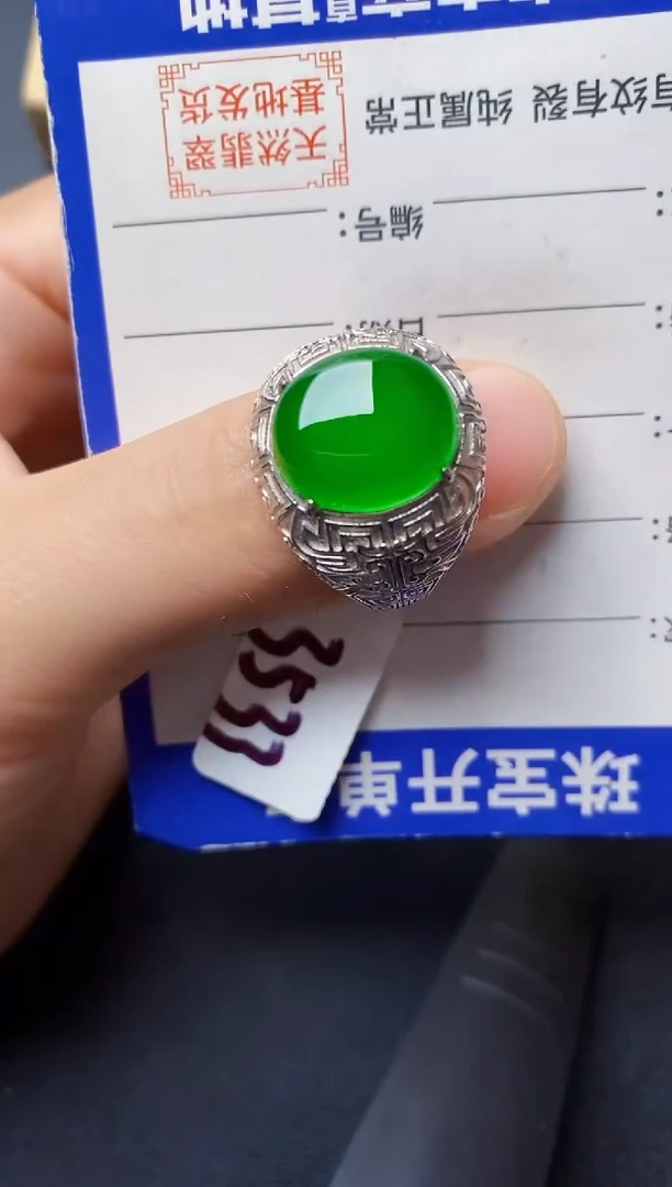 翡翠戒指银S925镶嵌2222222