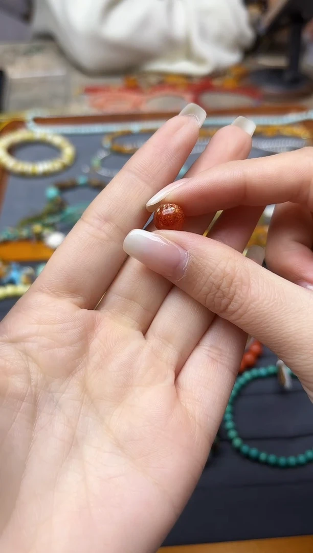 未镶嵌配饰日光石太阳石单珠配饰9mmXC