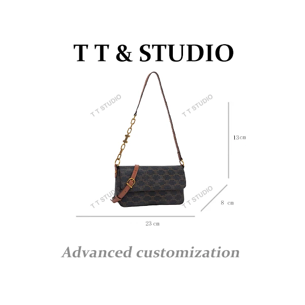 【TT Studio】QYX-9967-棕色 RAIN.CUN时尚简约腋下斜跨轻奢女包