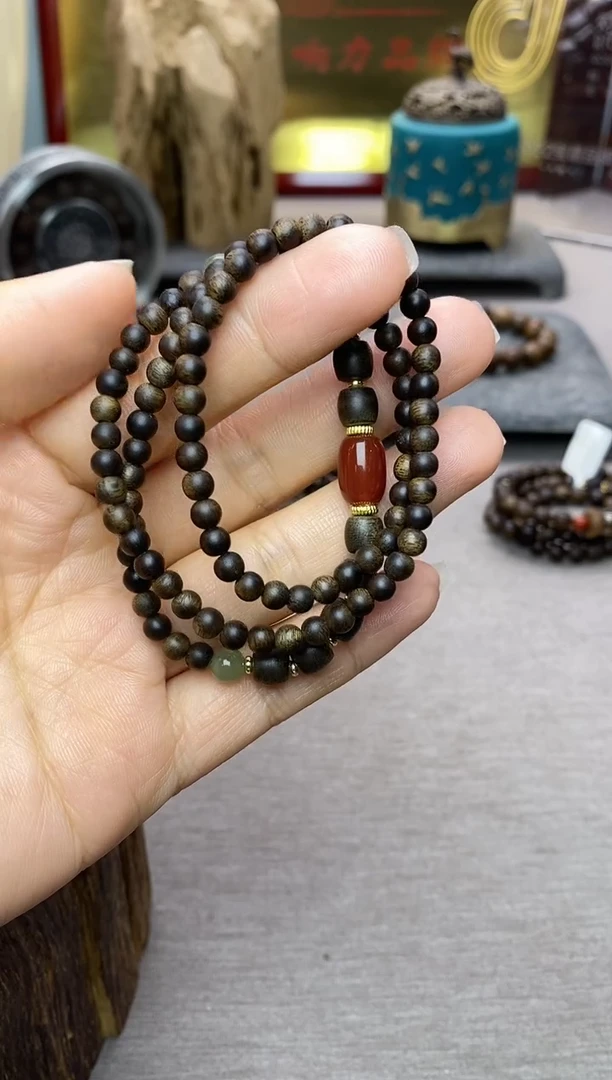 【闪购商品】沉香手串白棋04+紫棋06三圈设计