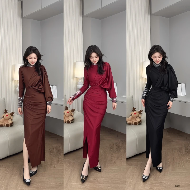 Saeda品牌女装带钻开叉设计礼服裙YF4800