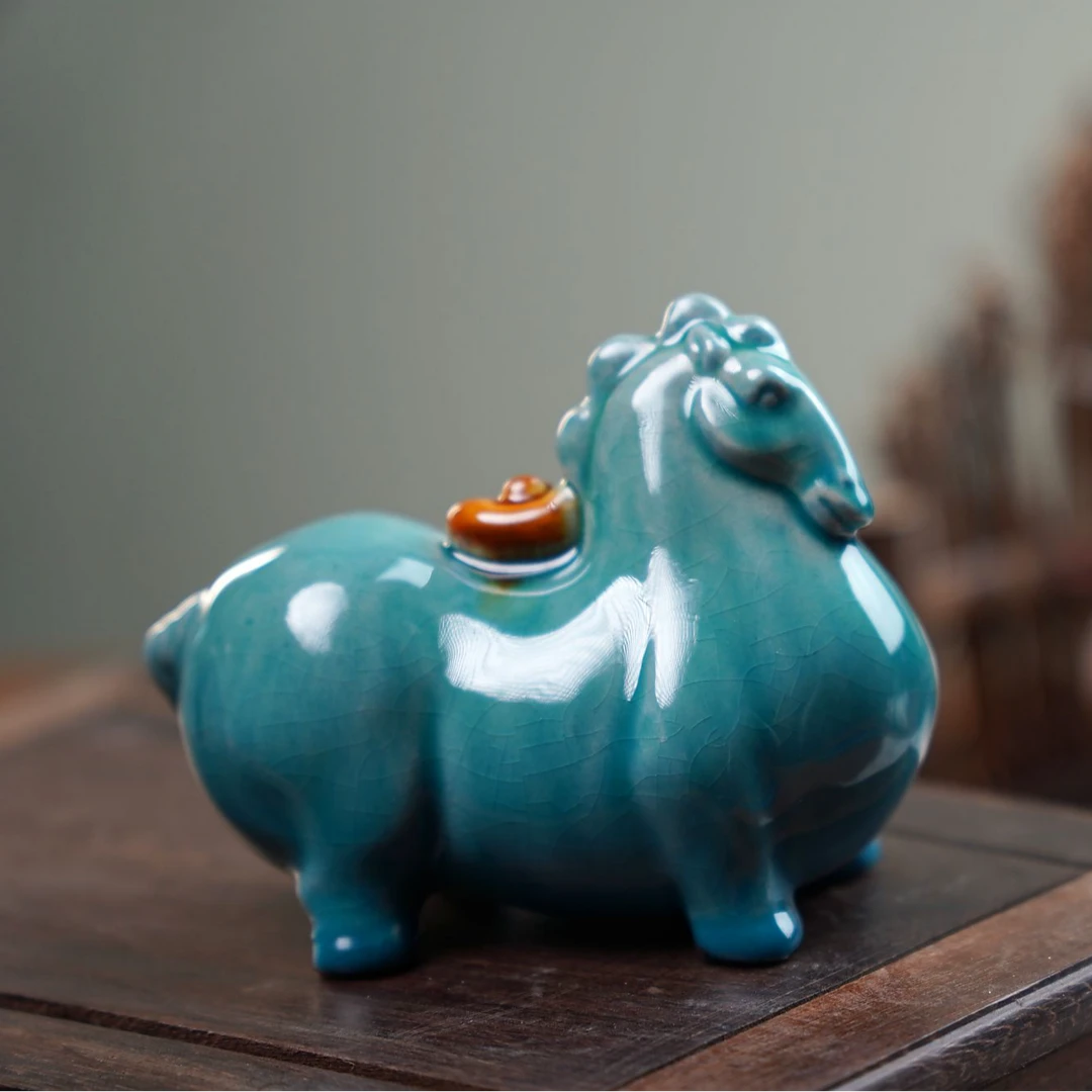 九朝陶瓷纯手工肥宝马裁员滚滚桌面艺术品摆件礼物