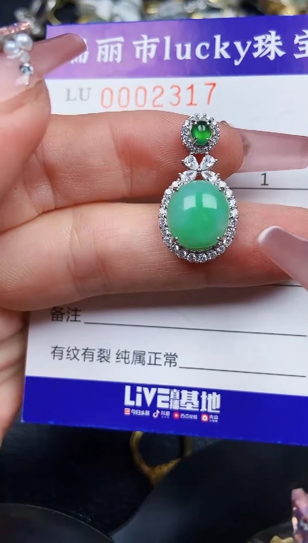 翡翠银S925镶嵌颈饰2317