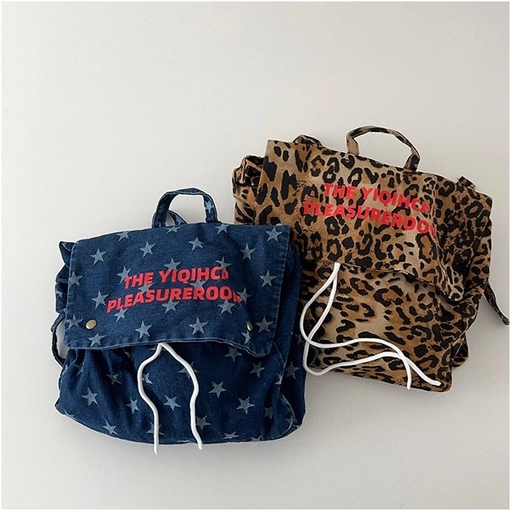 韩系儿童牛仔背包凹造型男女童复古轻便迷你小书包