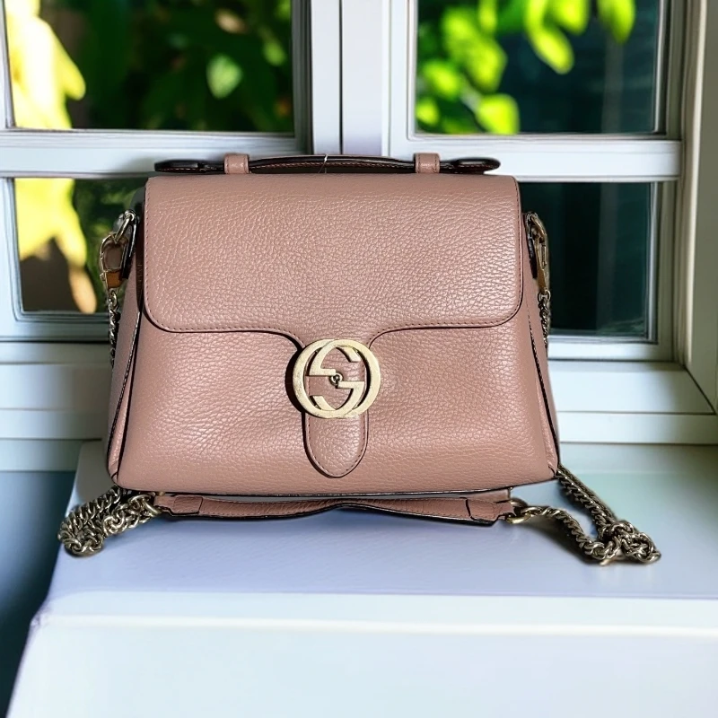 95新 GUCCI/古驰 粉色斜挎包 1716 7707