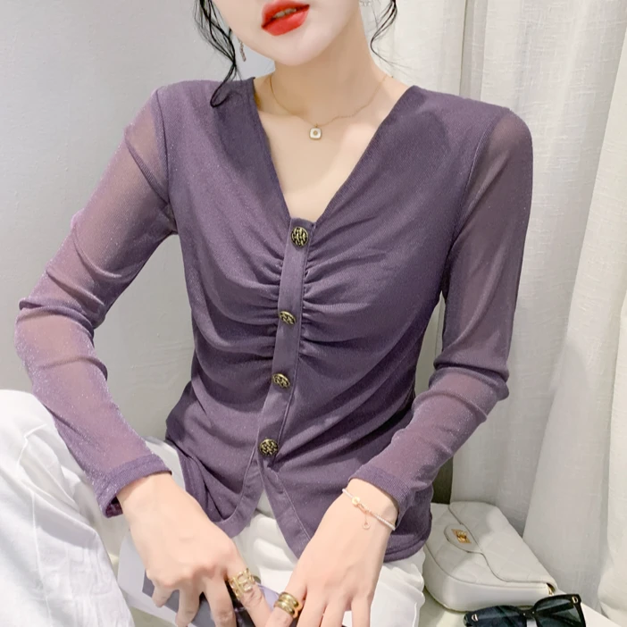 正版网纱网红打底衫女款爆款2025新款法式上衣内搭可外穿洋气衣服