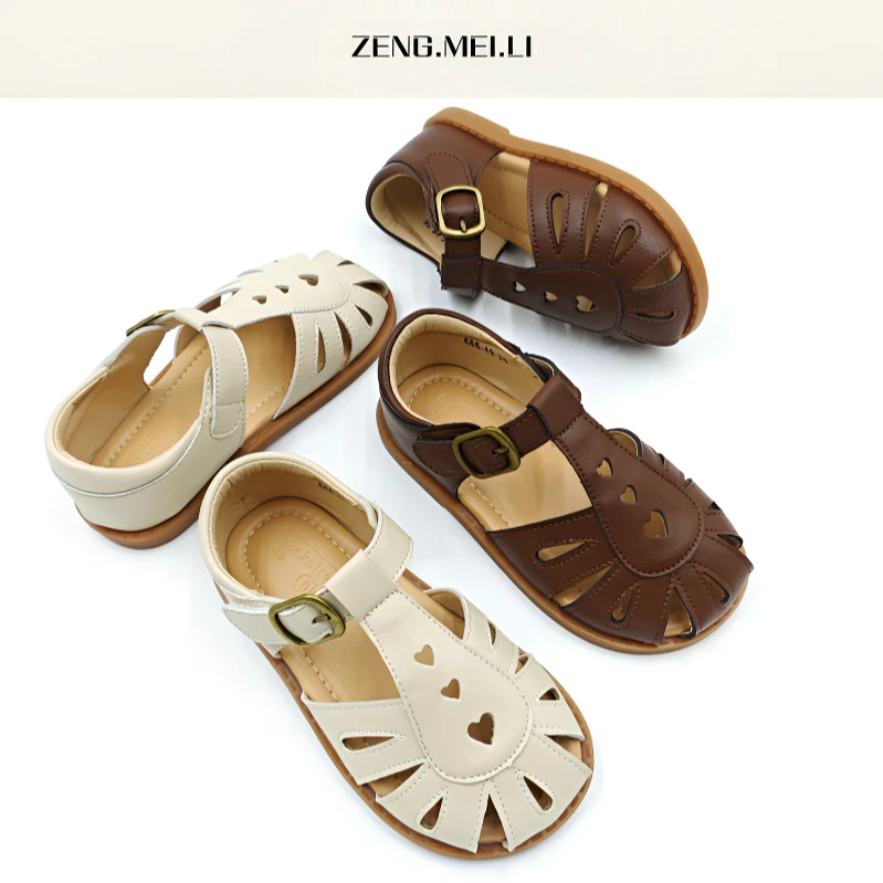 ZML女童真皮凉鞋新款包头鞋洛丽塔童鞋软底公主6-12岁凉鞋
