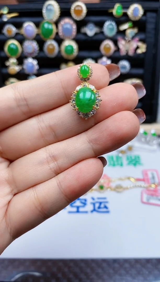 银S925镶嵌戒指翡翠2