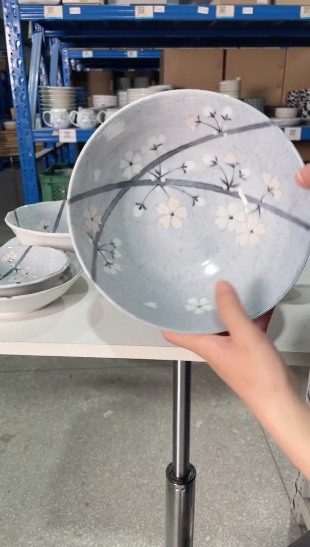 陶瓷淡墨樱花【1支】8.3英寸汤碗