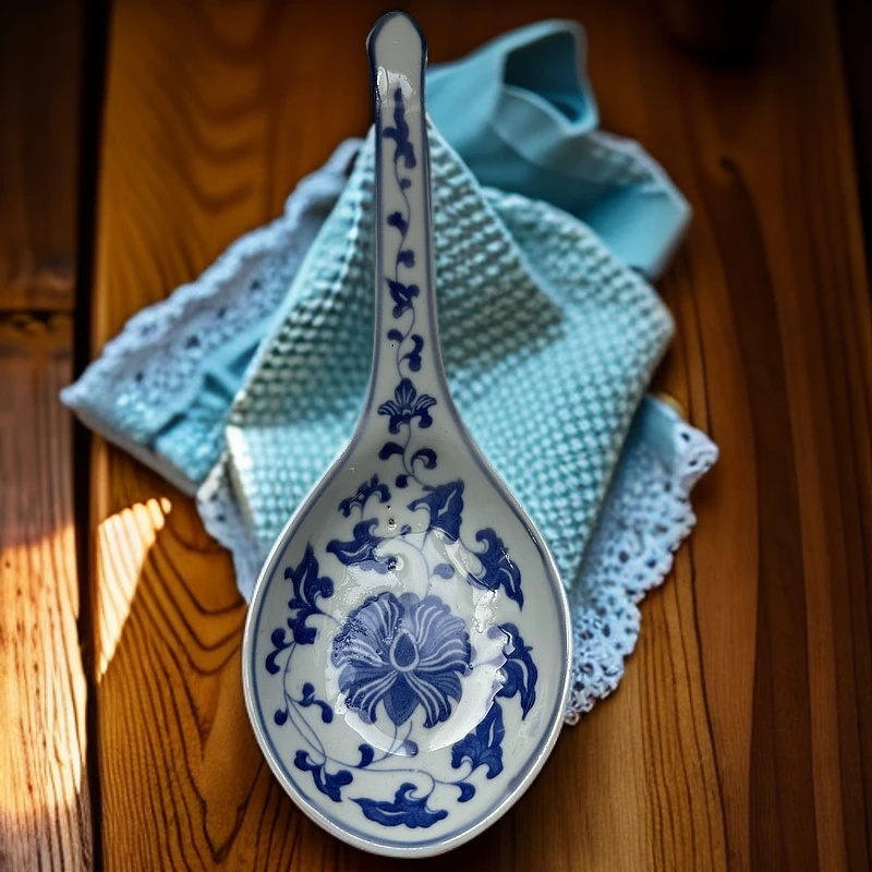 缠枝莲汤勺景德镇高温陶瓷