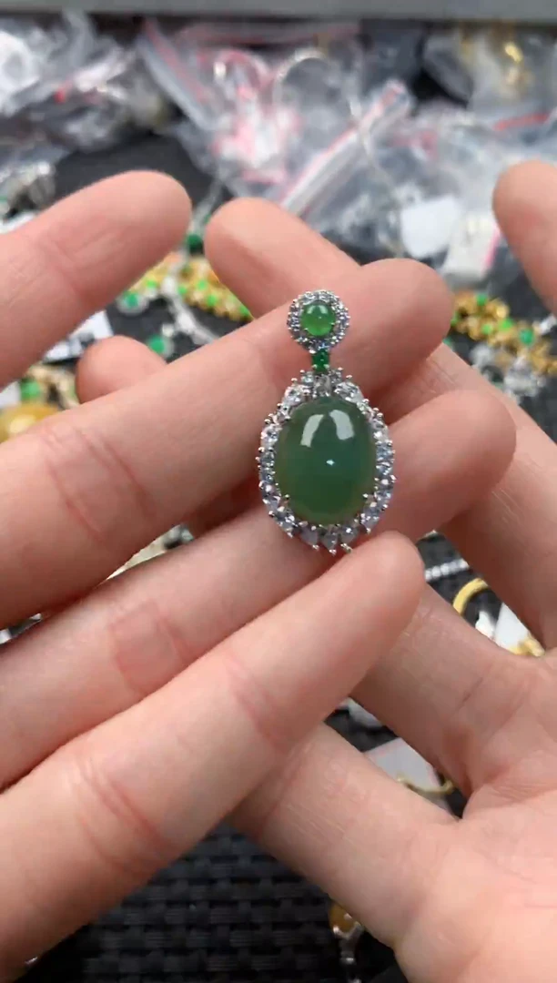 银S925镶嵌戒指翡翠555   7