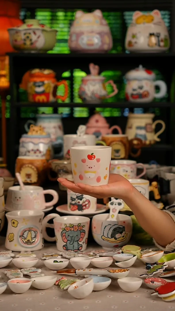 陶瓷无盖款景德镇高温釉下彩纯手绘创意瓷