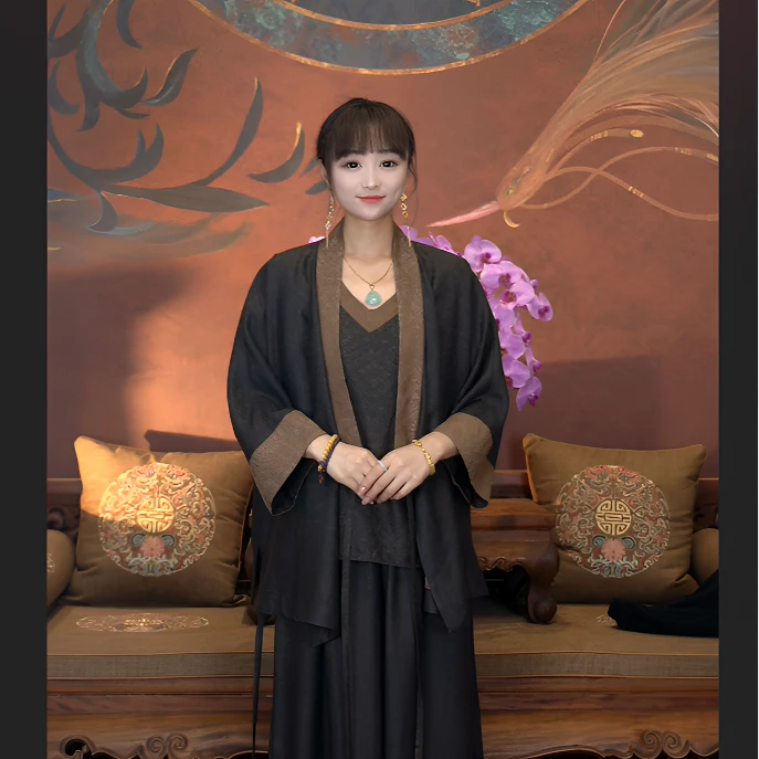 爱上莲心香云纱【好运连连】阔版外套 新中式老钱风复古宽松