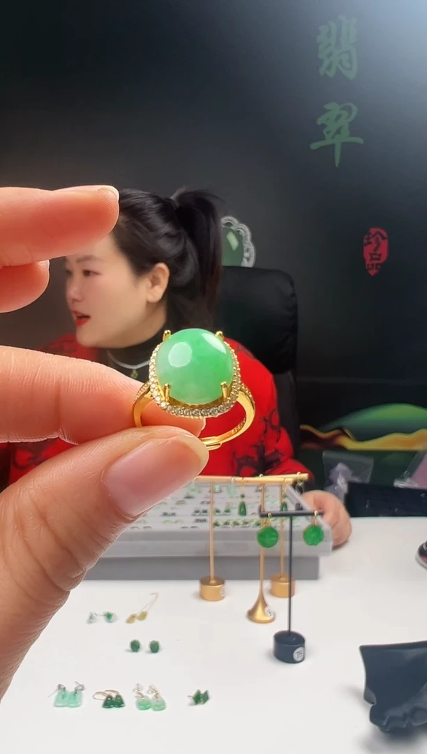 银S925镶嵌翡翠耳饰001
