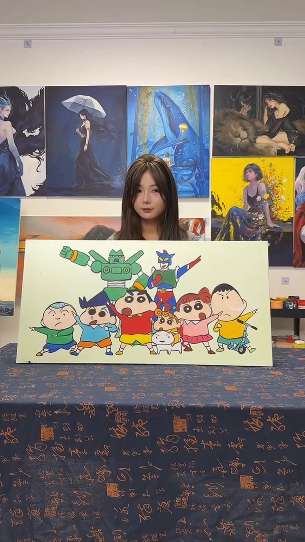 丙烯画用****7蜡笔小新全家福丙烯画y
