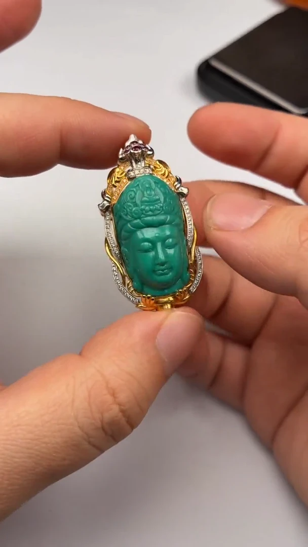 合金绿松石吊坠松石观音吊坠