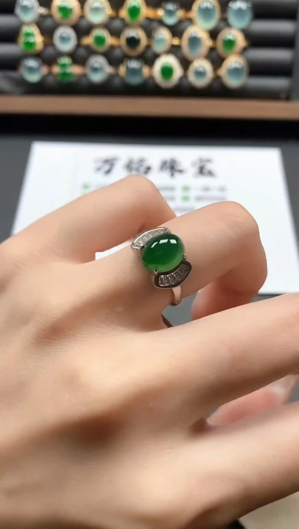 银S925镶嵌戒指翡翠51511