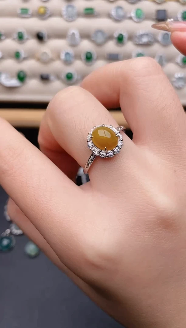 银S925镶嵌戒指翡翠0