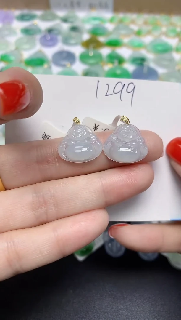 颈饰18K金镶嵌翡翠天然缅甸翡翠A货翡翠百元以上9元证书费自理