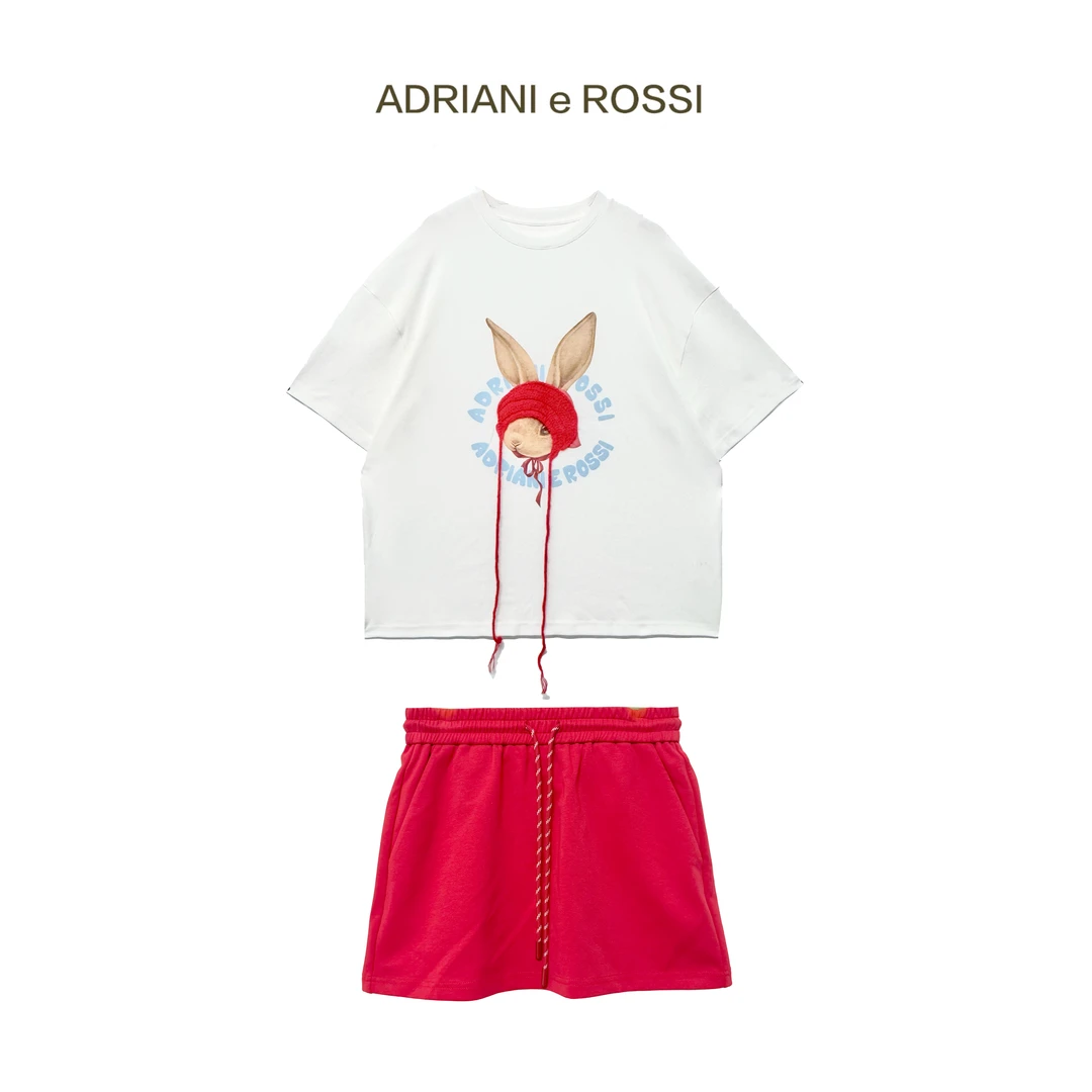 ADRIANI e ROSSI2025春夏新款-大耳朵兔兔小红帽网红休闲套装