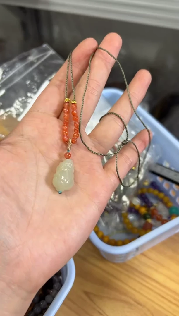 和田玉未镶嵌颈饰和田玉貔貅南红编制款项链[2648]