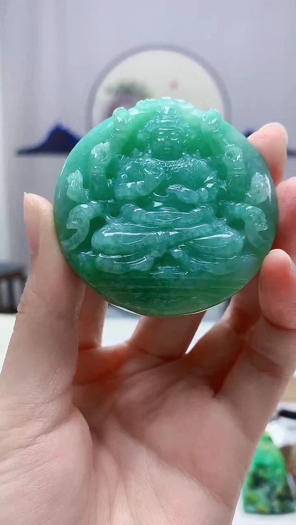 未镶嵌定制翡翠4688zm-毛货挂件千手64