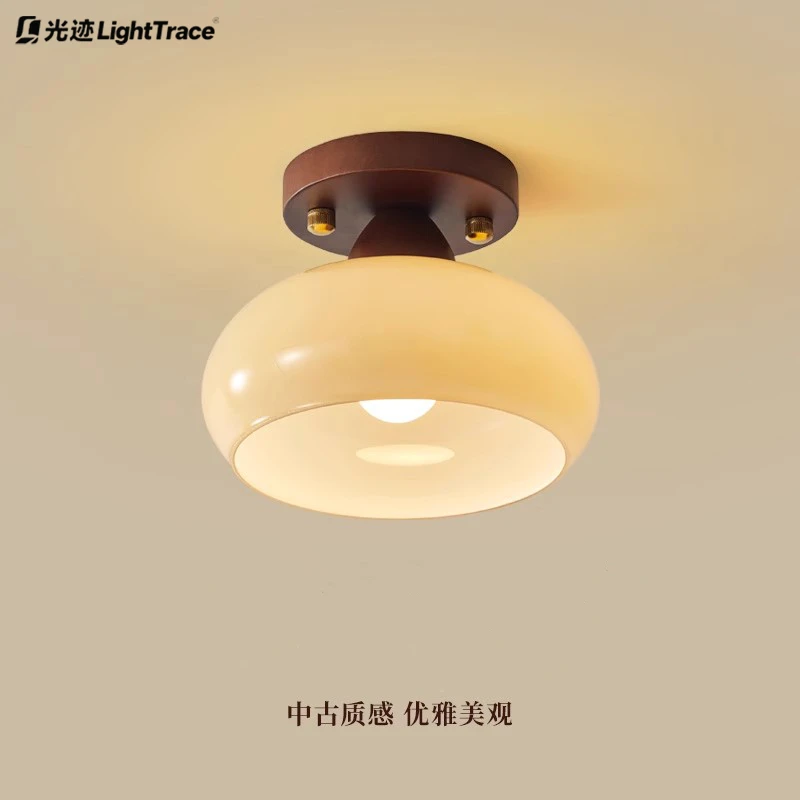 过道灯走廊灯中式复古玄关吸顶灯家用创意胡桃木侘寂风入户门厅灯