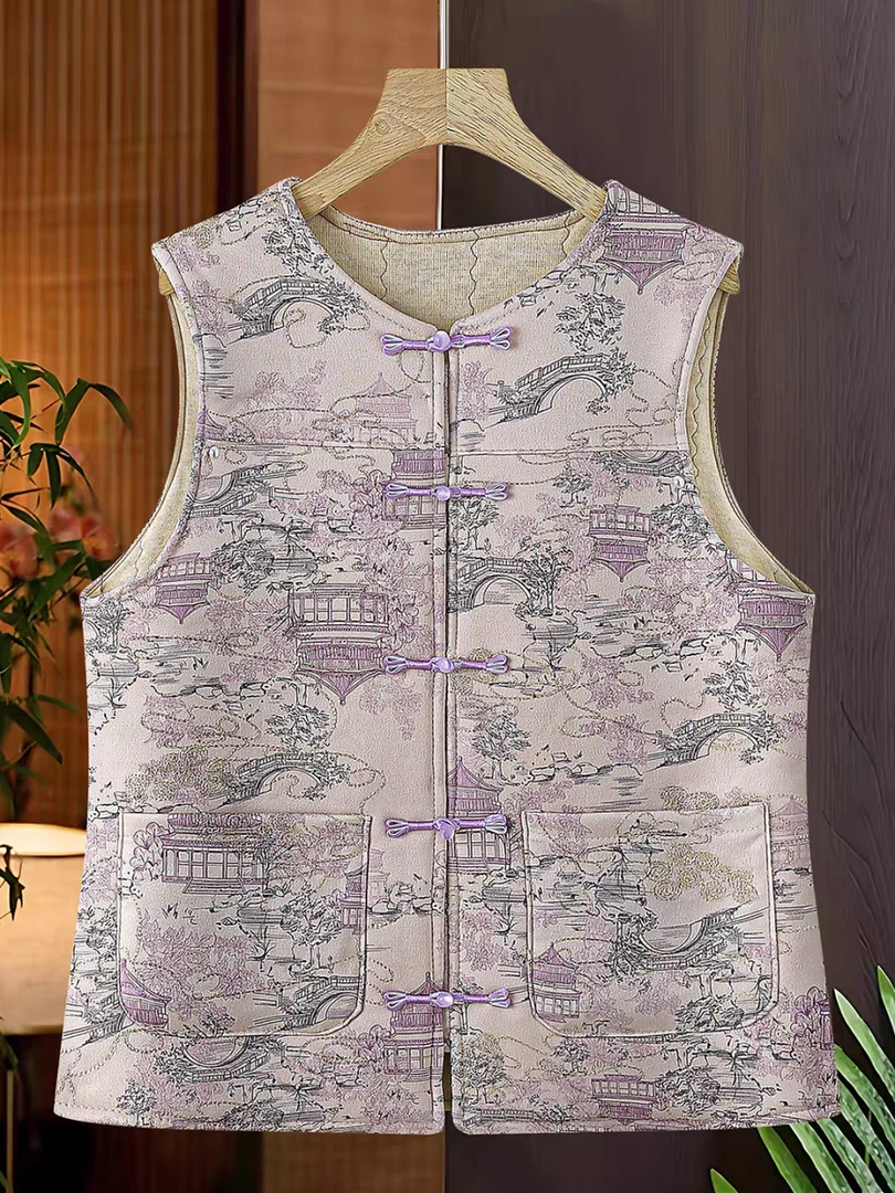 【荆曹玉专属】国风马甲老年妈妈款马甲马甲提花中老年女装