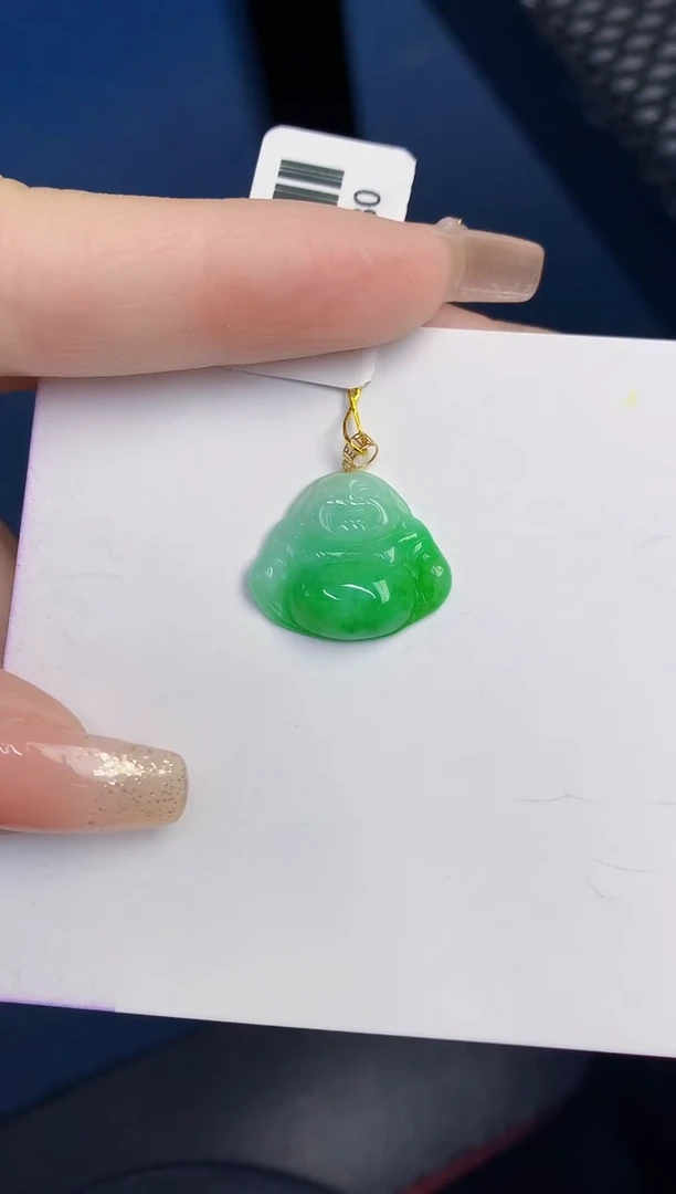 颈饰18K金镶嵌翡翠缅甸天然翡翠A货