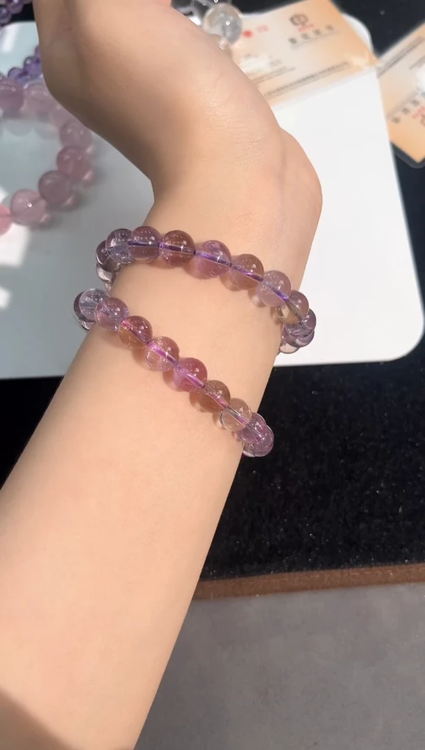 水晶手链未镶嵌31紫黄单圈9mm