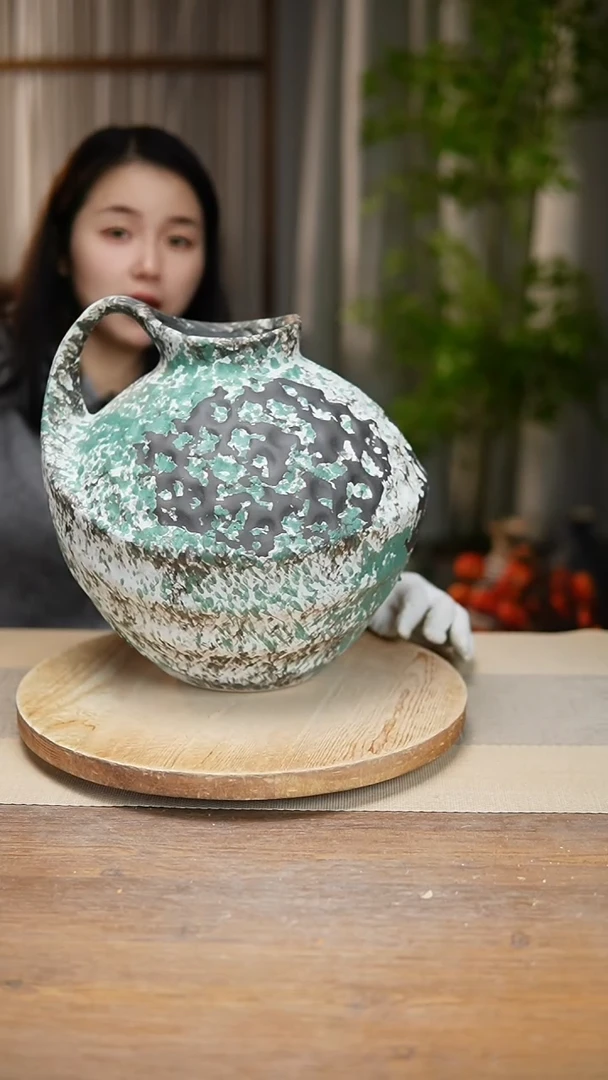 【闪购商品】陶瓷花器涂鸦绿胖奶壶