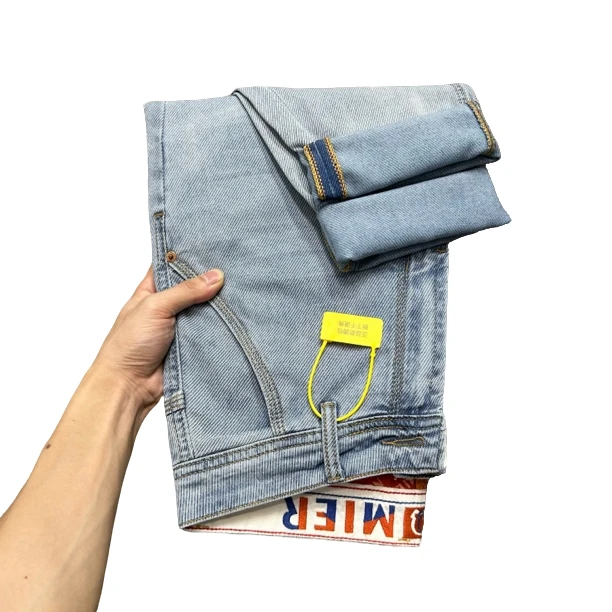 夏季2025新款男士牛仔裤潮流时尚高品轻奢刺绣弹力修身小直筒百搭