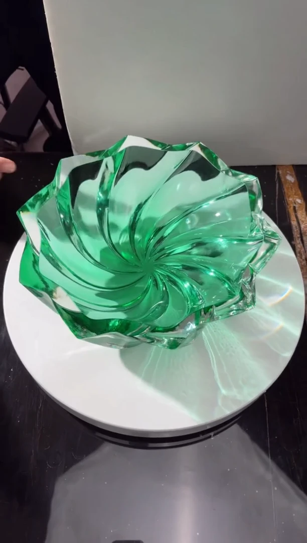 摆件CS0101016翠绿翠影回旋琉璃果盘