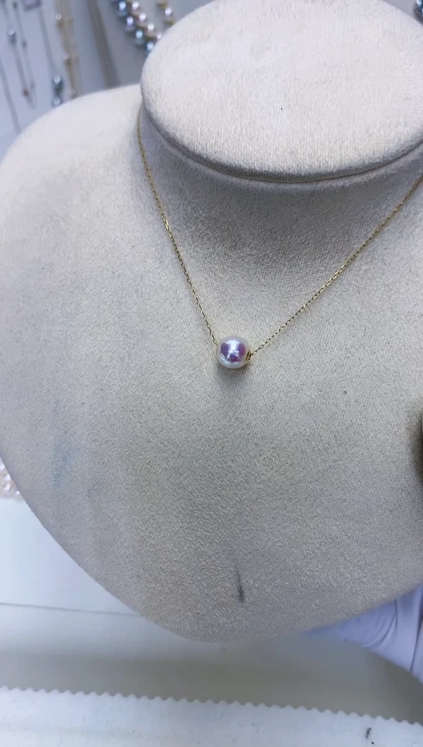 【闪购商品】海水珍珠饰品18K金镶嵌8-9路路通送银链