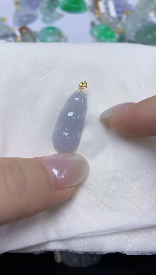 翡翠18K金镶嵌颈饰天然缅甸翡翠A货