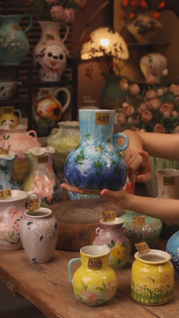 陶瓷481景德镇设计师手作花器摆件侘寂风