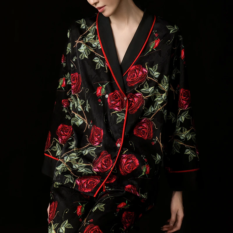 【达芬奇密码】黑金玫瑰2025四季高级睡衣女家居服套装新款