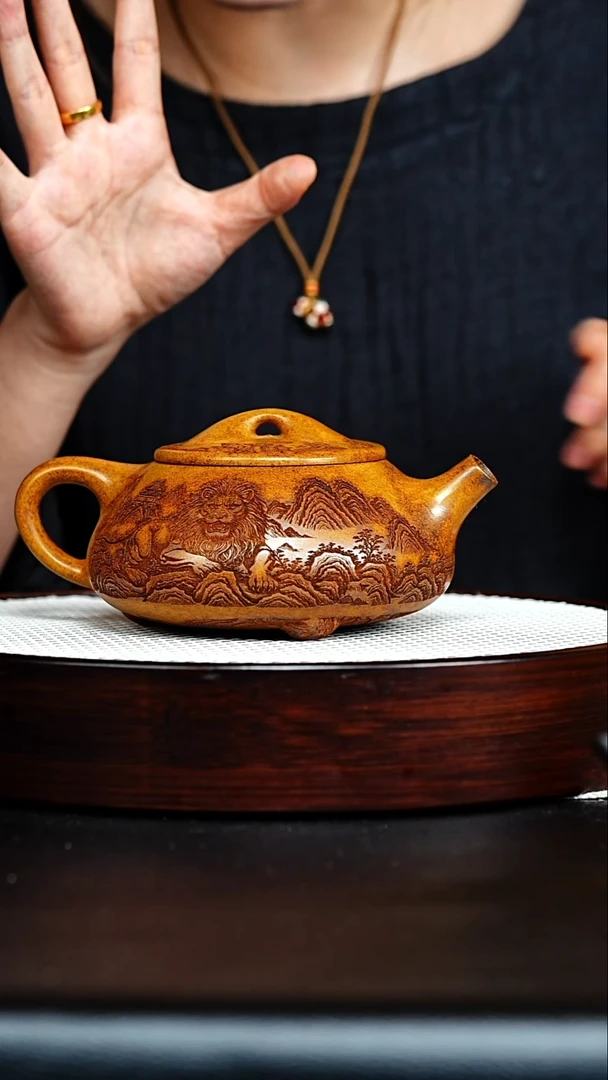 茶壶紫砂宜兴紫砂 石瓢 虎皮金砂 李雨瑶